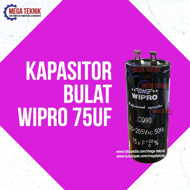 %$%$%$%$] Kapasitor / Capasitor Bulat Electro Motor Listrik Dinamo Wipro 75uf