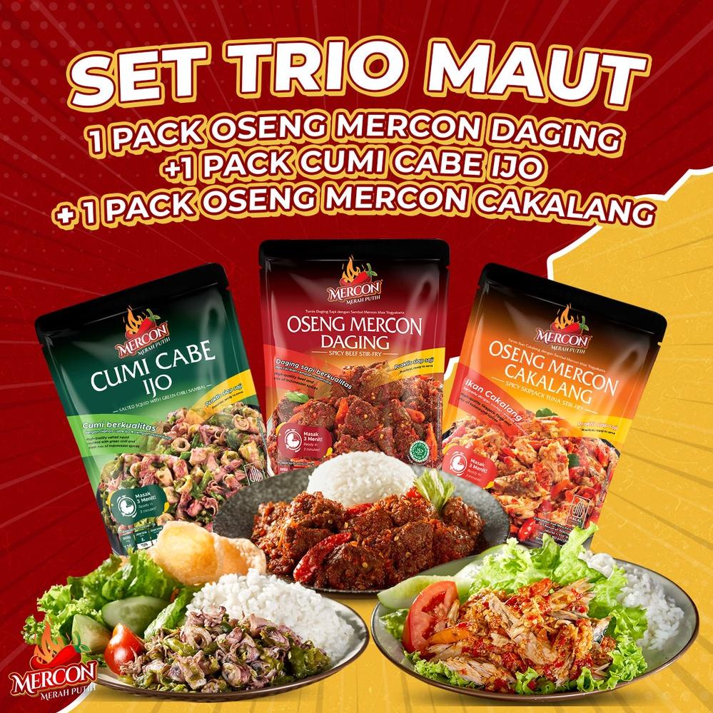 

6.6 Product HOT Mercon Merah Putih - Set Trio Maut || Oseng Mercon Daging + Cumi + Cakalang