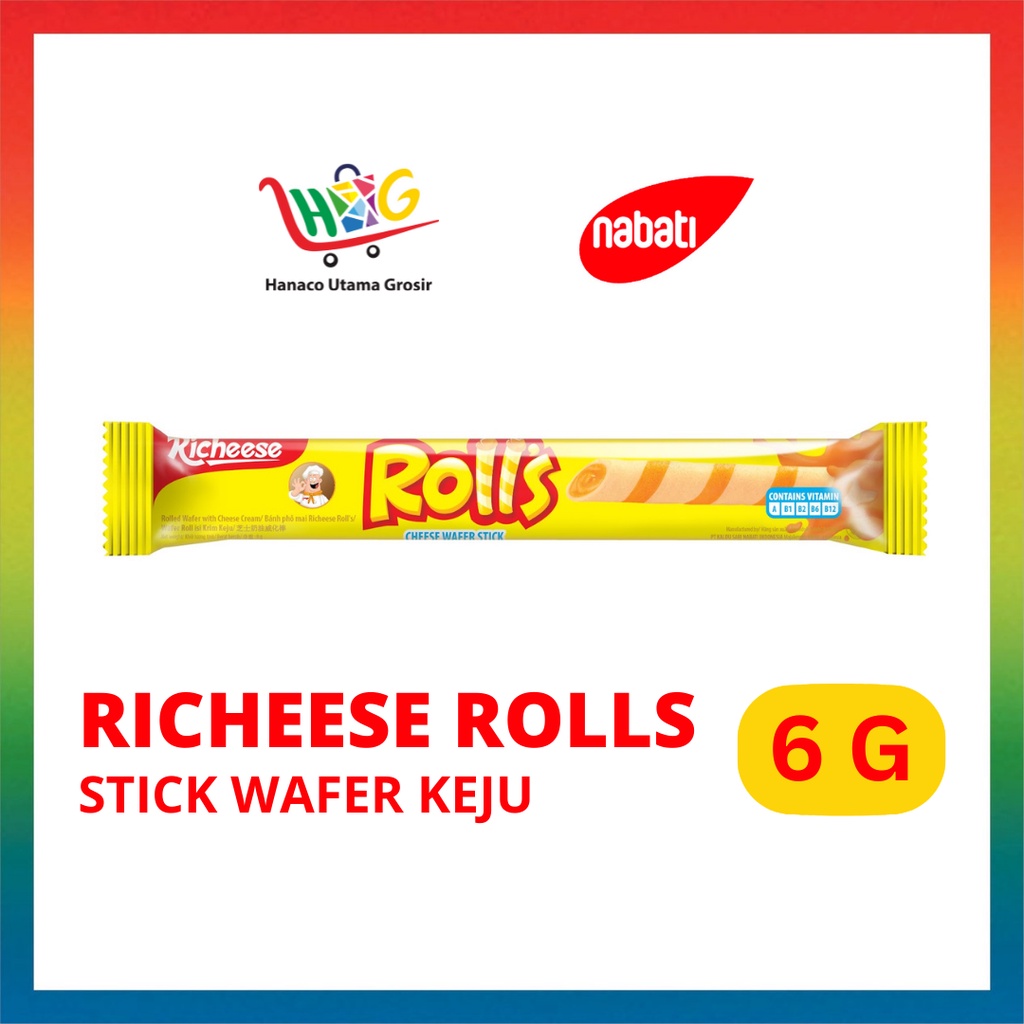 Nabati Richeese Rolls Wafer Keju / Coklat 6 gr [ 1 PCS ]