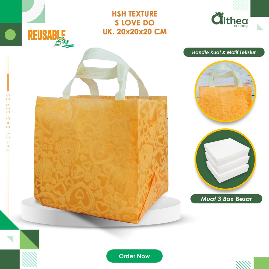 

ALTHEA Tas Aqiqah | Tas Nasi Box 18x18 | Tas Berkat Nasi Kotak | Tas Hajatan Kotak Nasi 18x18 | HSH Tekstur 20x20x20