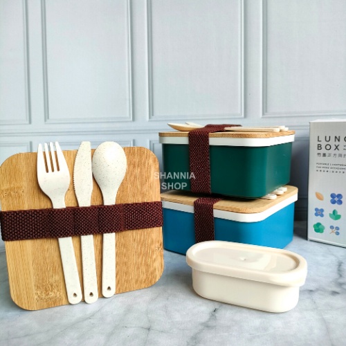 S29 [ KOTAK ] Japanese Lunch Box Bamboo Aesthetic Bento Box Kayu Kotak Penyimpanan Makanan Bekal