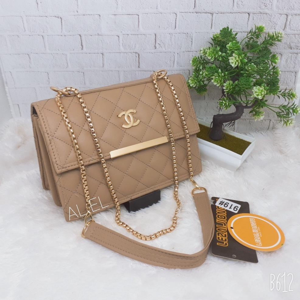 MURAH CHAN AL EL Tas Selempang Wanita Bordir CC Behel Lurus Tali Rantai import Slingbag Tas Shoulder
