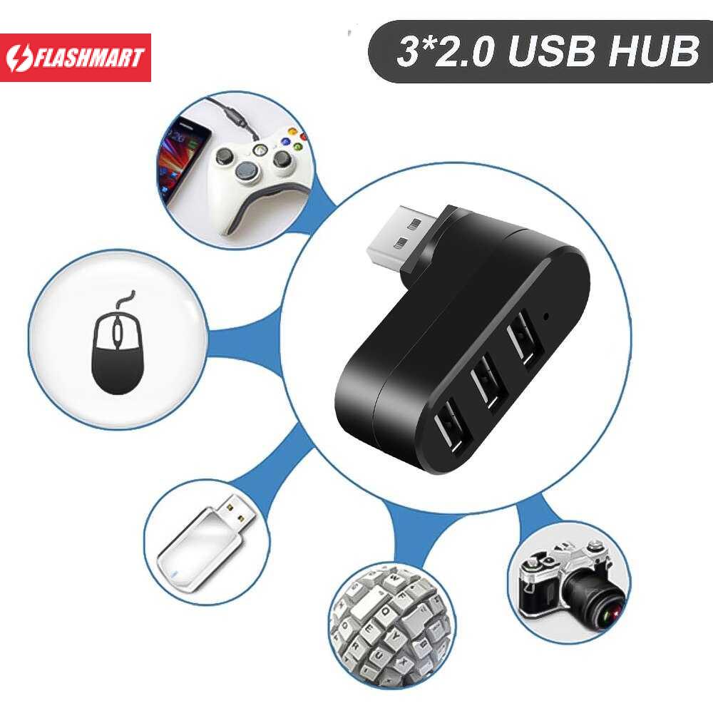 Flashmart Kebidu USB Hub 2.0 3 Port Mini Rotary Splitter Adaptor - KU180