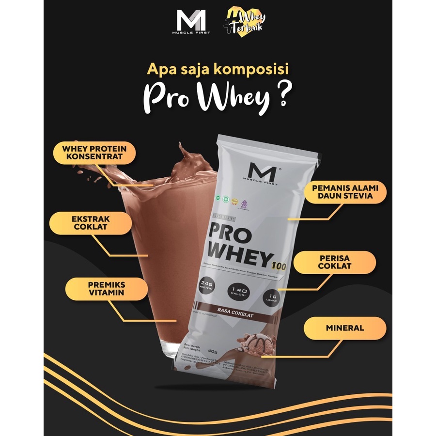 M1 PRO WHEY 100 Muscle First 400 gram 10 Sachet Whey Protein