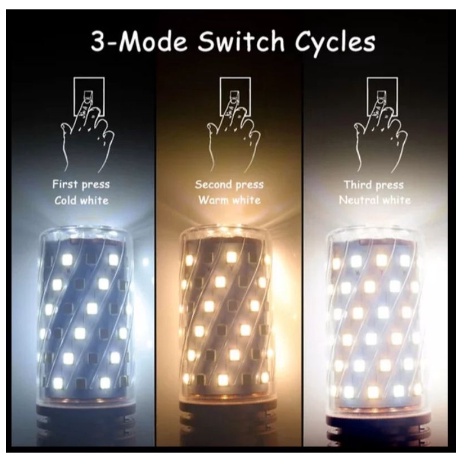 JACKSHOP Lampu Bohlam LED 12w 3Warna Fiting e14 &amp; e27 CORN Hias Gantung Candel