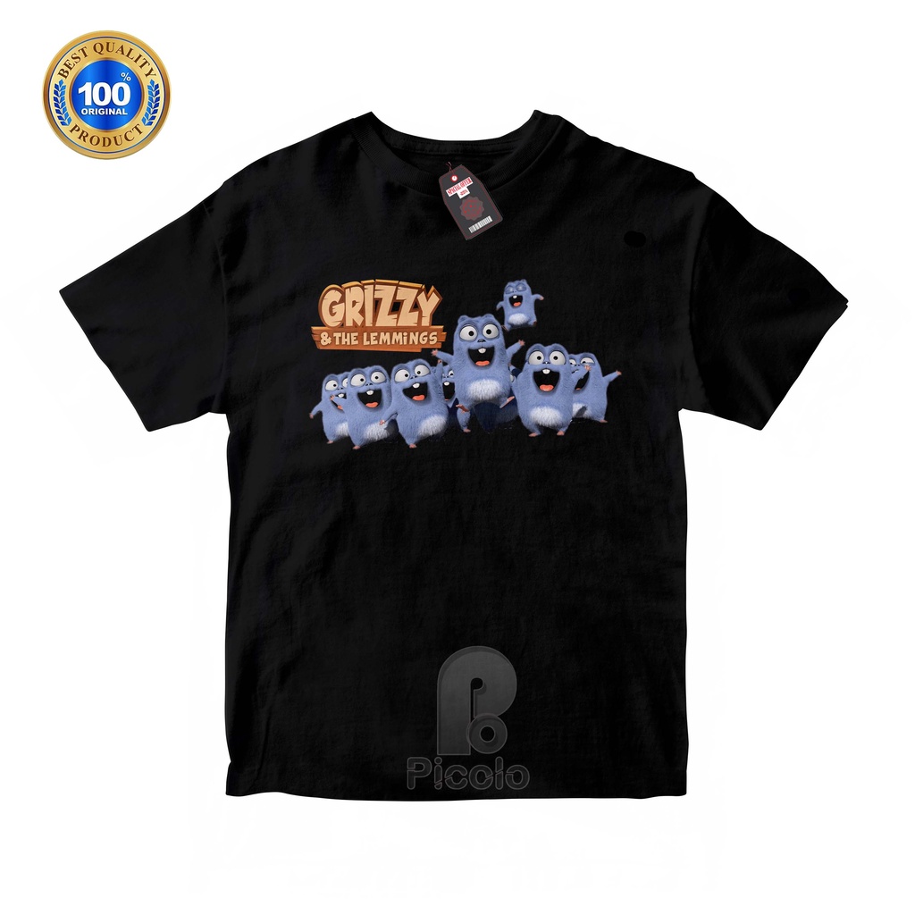 (FREE NAMA) BAJU KAOS ATASAN ANAK MOTIF KARTUN GRIZZY AND THE LEMMINGS UNISEX Bahan COTTUN