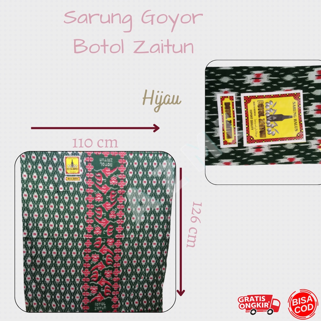 Sarung Goyor Botol Zaitun Hijau, Sarung Goyor Print Motif Goyor, Sarung Murah!!!