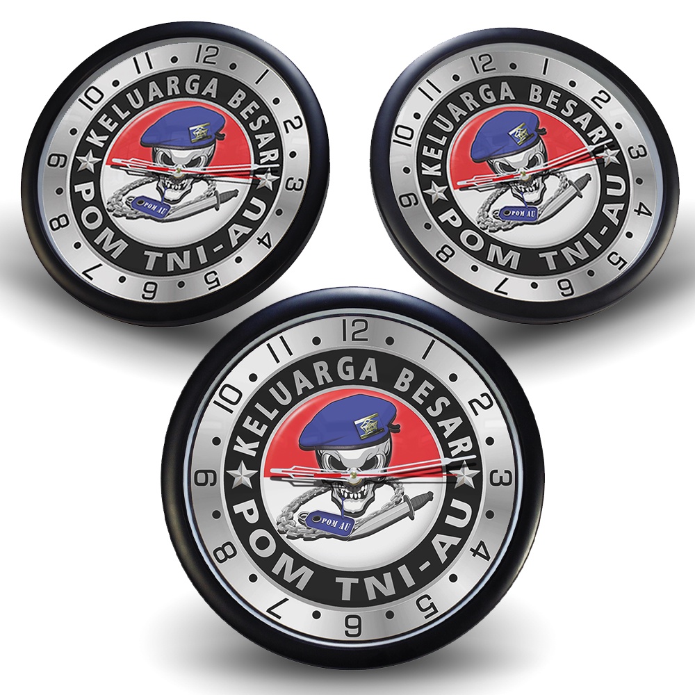 (Exclusive) Jam Dinding KELUARGA BESAR POM TNI-AU {3 Motif} Sliver