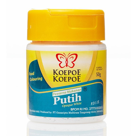 PEWARNA MAKANAN PUTIH KOEPOE-KOEPOE 50GR OPAQUE WHITE FOOD COLOURING