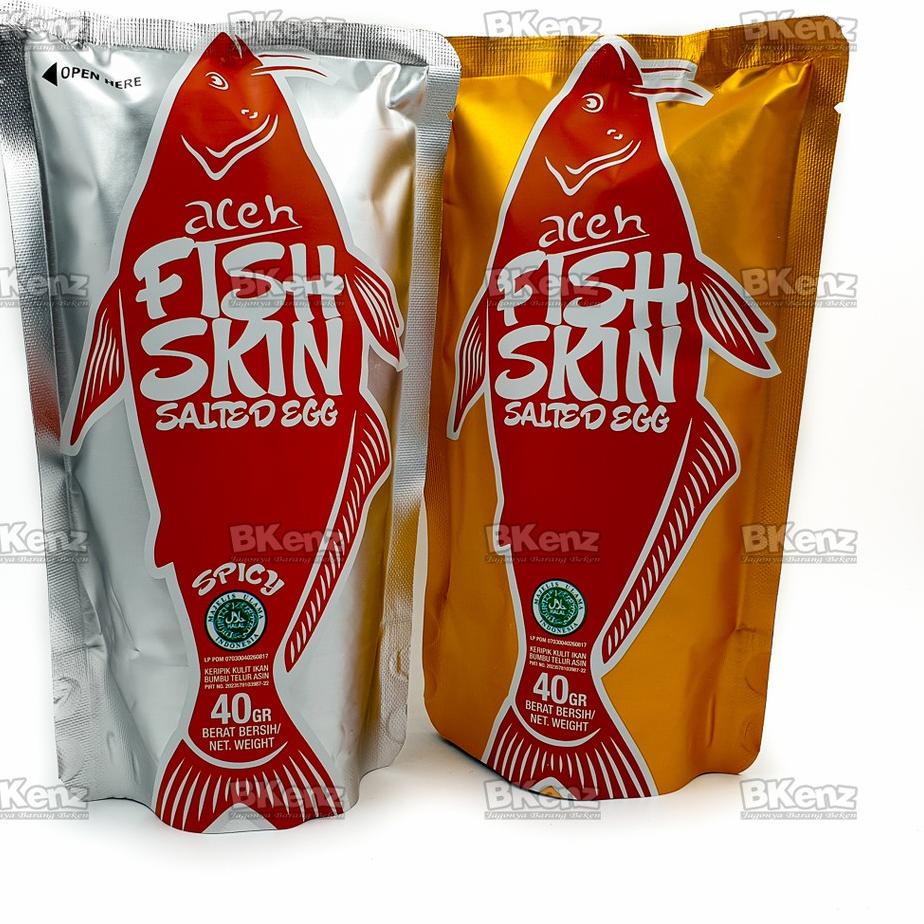 

◌ Aceh Fish Skin Salted Egg 40gr Paket Isi 2 ORIGINAL dan SPICY Mirip Irvins Ei FREE Bubble Wrap ➳