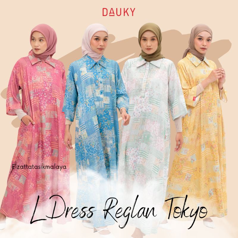 DAUKY GAMIS MOTIF TERBARU LONG DRESS JUMBO L DRESS REGLAN TOKYO ORIGINAL