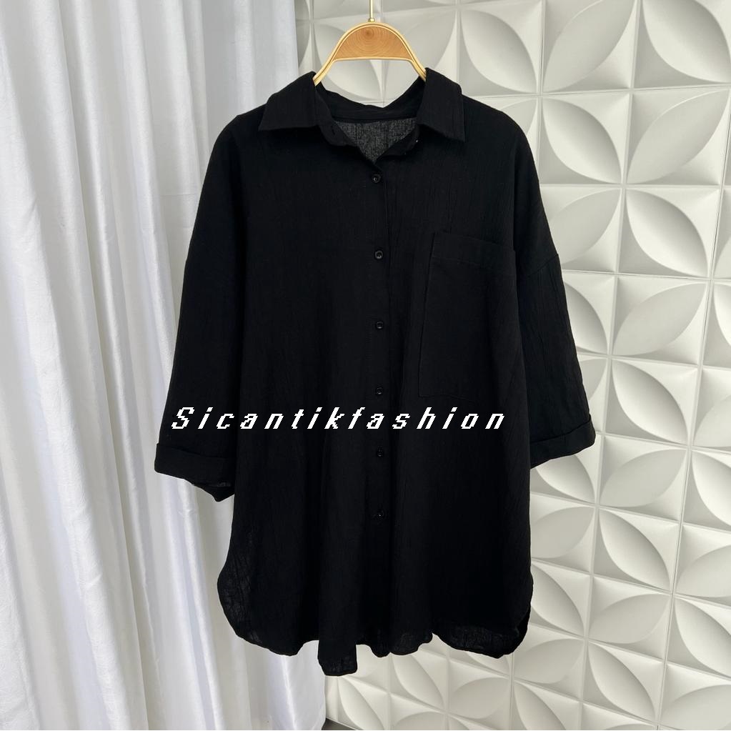 Kemeja Wanita Oversize Linen Crinkle / Tunik Wanita