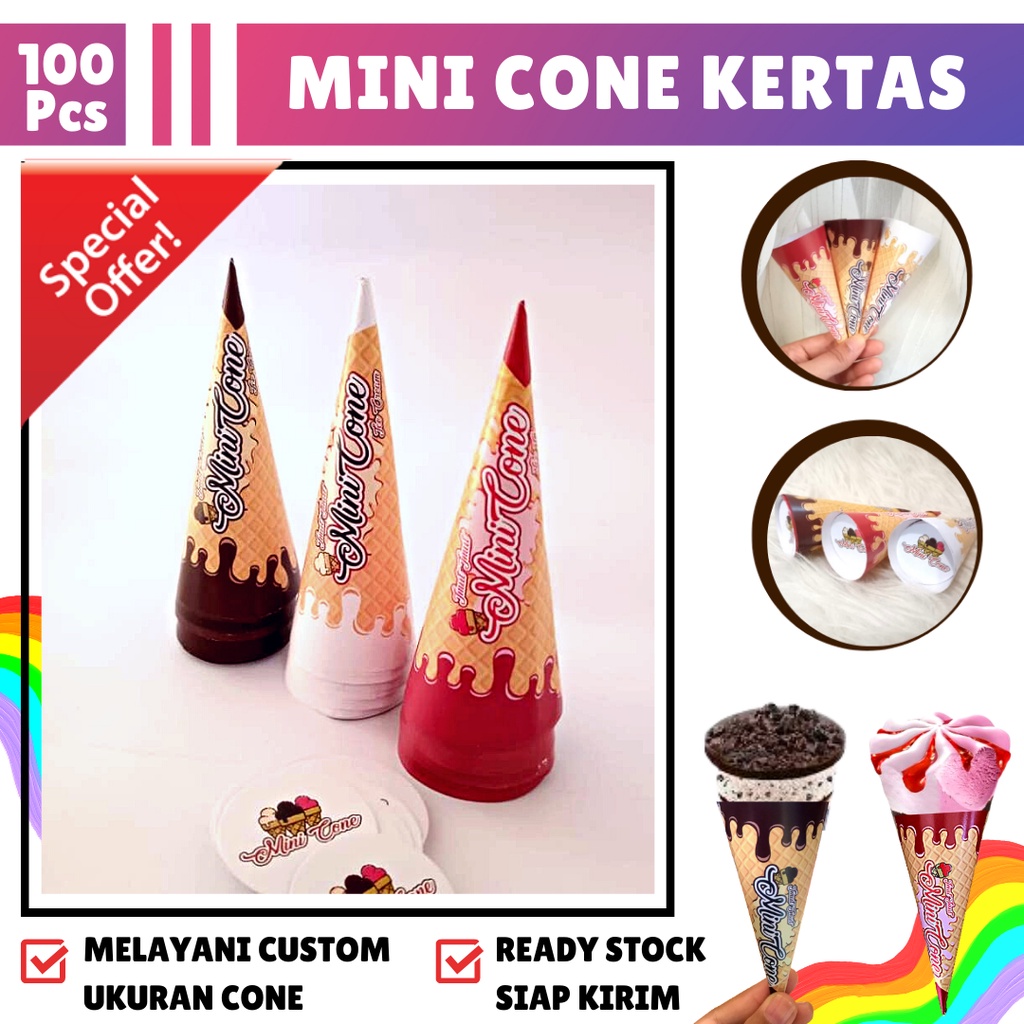 KERTAS CONE / MINI CONE ICE CREAM / ICE CREAM CONE / ES KRIM CONTONG/ KERTAS ES KRIM CONE