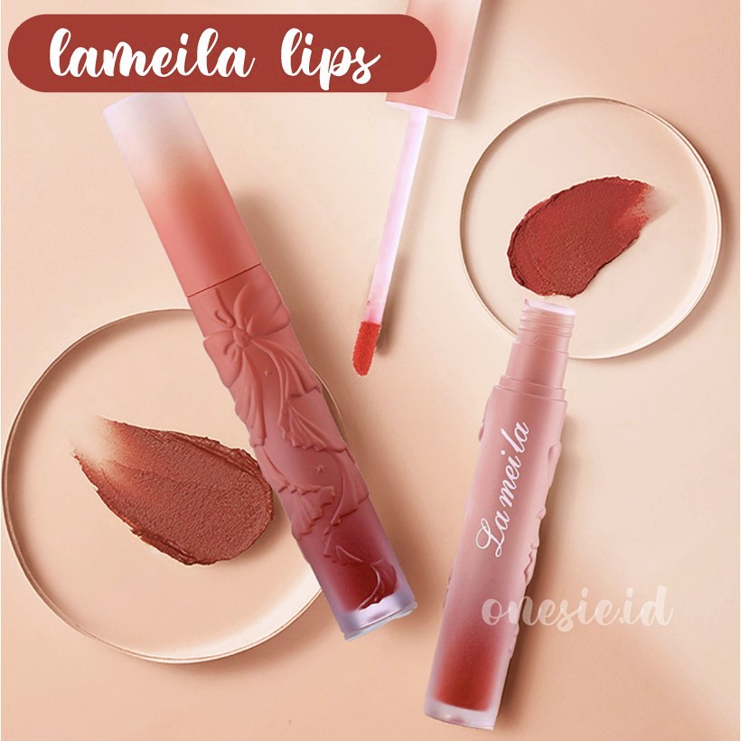 LAMEILA Lip Glaze Ribbon Lipstik Pelembab Lip Gloss Lipstik Tahan Lama LA091 1044