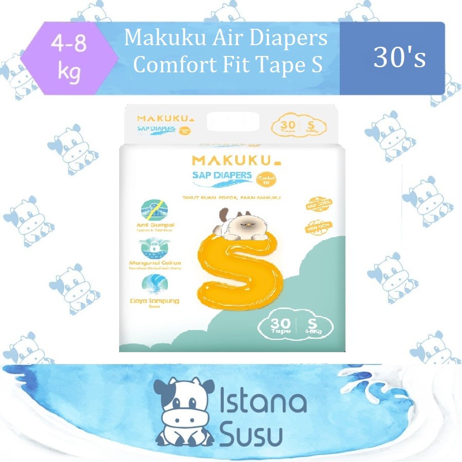 Makuku Air Diapers Comfort Fit Tape/Perekat S 30