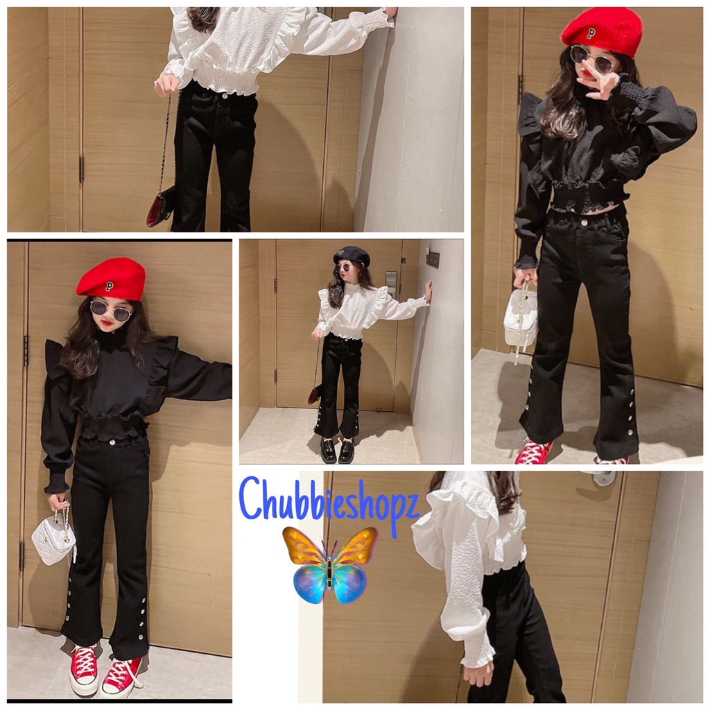 CHUBBI 85 Setelan Set Anak Perempuan Blouse + Pants Korean Style