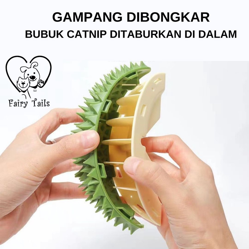 Sikat dan Mainan Catnip Bentuk Durian Untuk Kucing Anabul / Sisir Bulu Duren Untuk Menyikat Bulu Rontok Puzzle Mainan Tempat Papan Garukan Kucing Bubuk Catnip / Durian Comb Catnip Toy for Cats