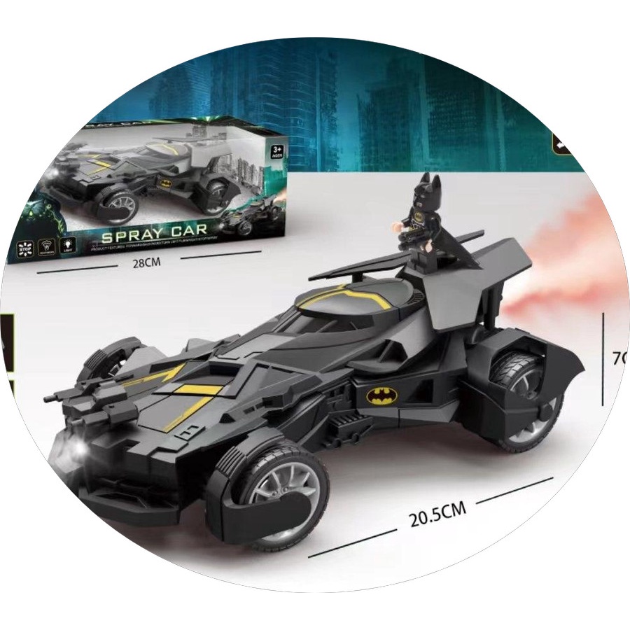 Mobil Remote Control Batmobile Smoke Spray 1:20 Baterai Charge dan ada Lampu