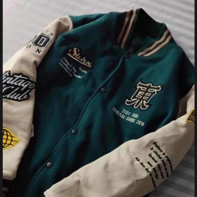 Varsity Baseball Japan Vintage Jaket Baseball Vintage Club Hijau - XXL