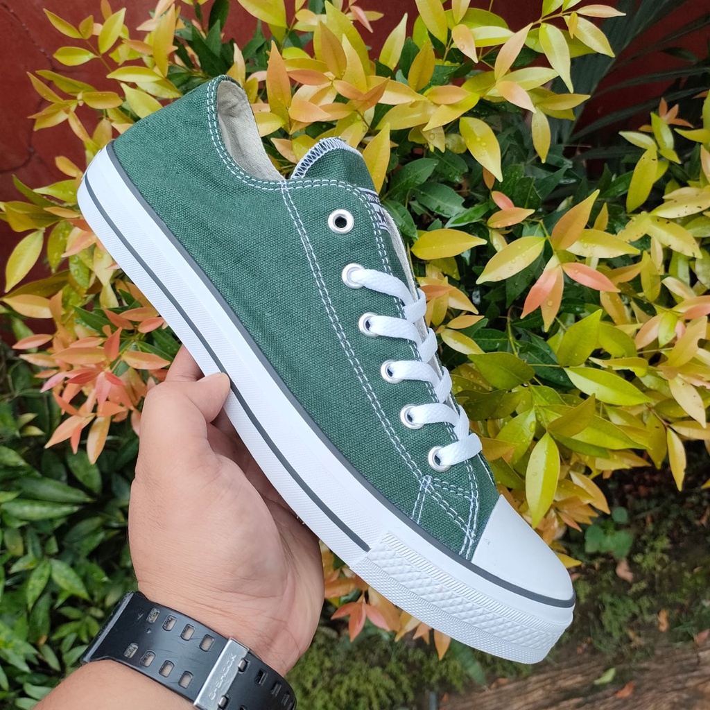 SEPATU SNEAKERS PRIA UKURAN 45 46 BIG SIZE JUMBO GREEN ARMY LOW