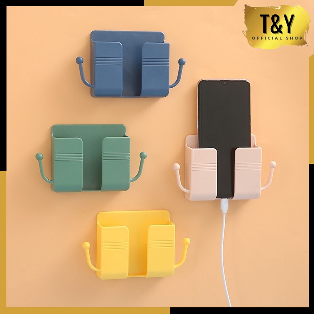 T&amp;Y Holder HP Remot Tempel Dinding Rak Serbaguna Colokan HP Tempel Tembok Wall Phone Holder Tempat Handphone &amp; Remote TV Import Murah