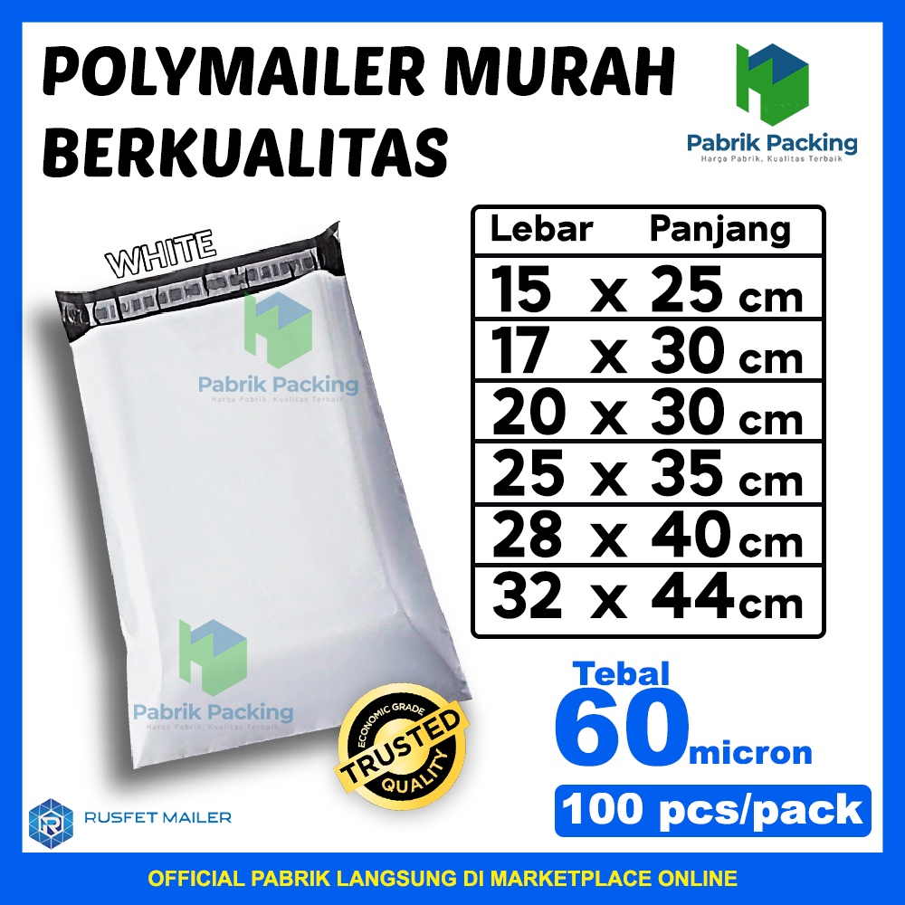 

Polymailer Ekonomis / Plastik Packing Online Shop Putih Murah / Pack