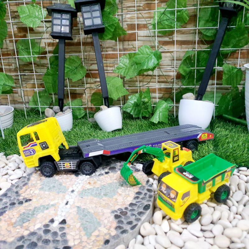mainan truk kontainer muatan kontruksi anak edukatif - mainan mobil truk trailer anak