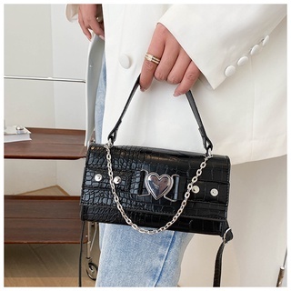 Bag Metal Heart Decor Baguette Bag Crossbody Bag Handbag 10092