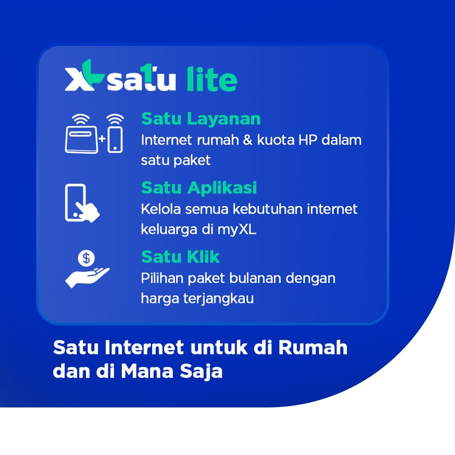 XL SATU Lite Super User Internet Rumah Unlimited Kuota HP 100GB Modem