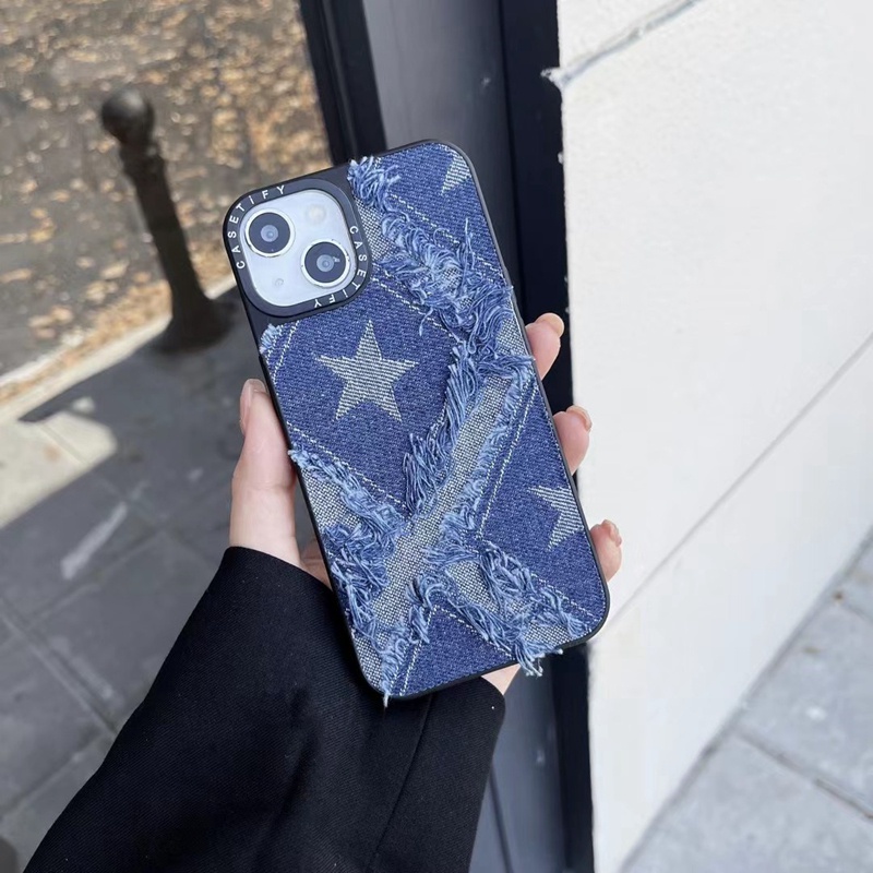 Simple black irregular denim blue FOR IPHONE 12 Pro Max 13 Pro Max 14 Pro Max 11 phone case