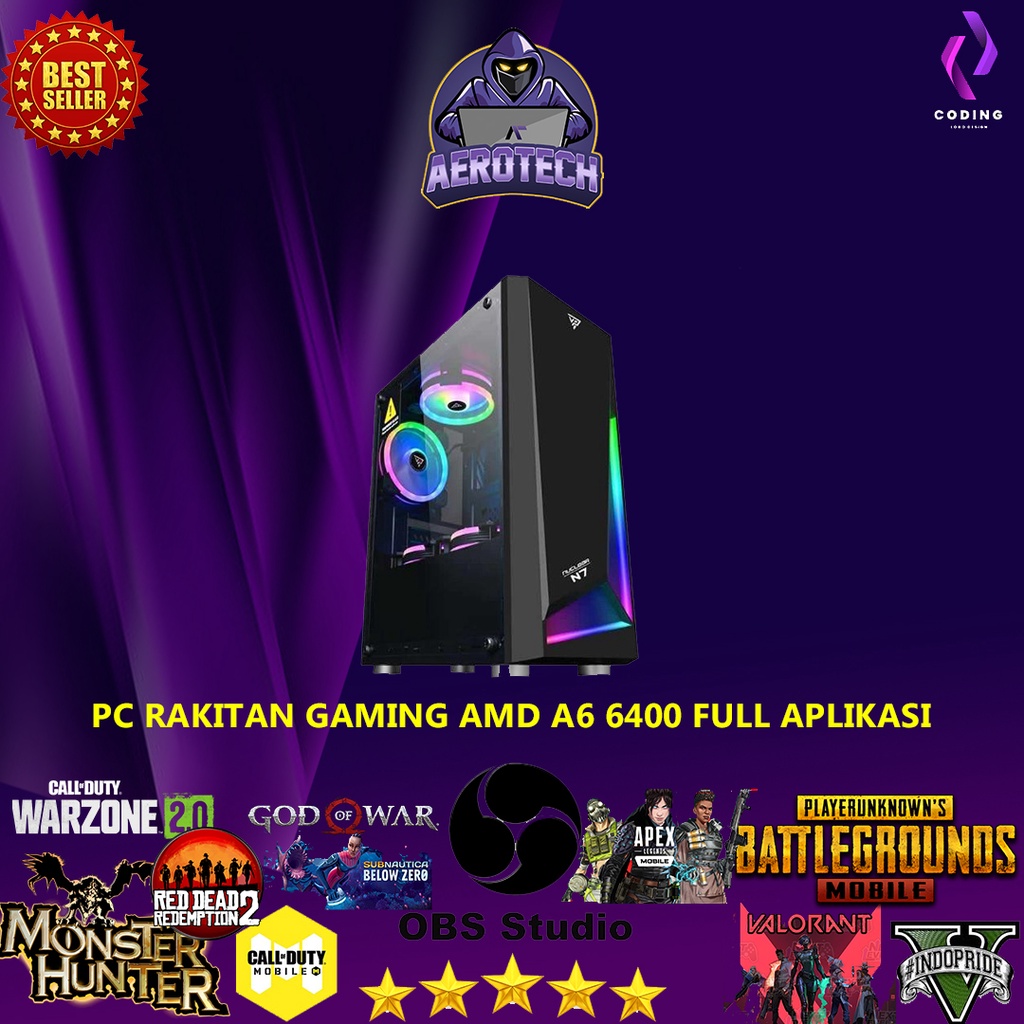 PC RAKITAN AMD A6 6400 RAM 16 GB SSD 120 GB HDD 500 GB UNTUK GAME EDITING DESAIN SIAP PAKAI TERMURAH