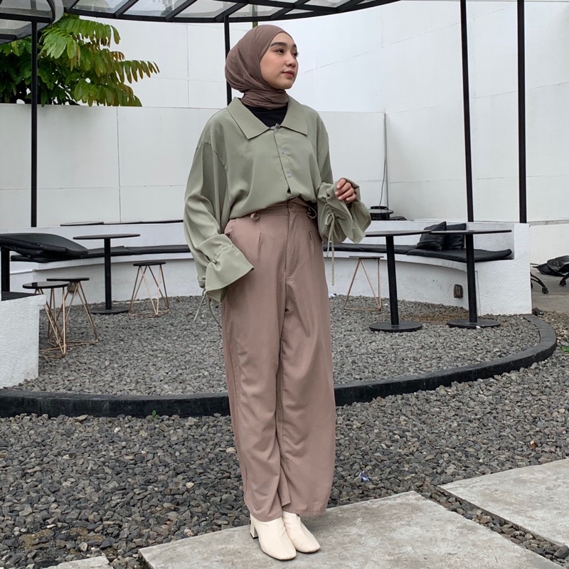 Rachel Blouse /Kemeja Oversize /Kemeja koreanstyle bahan Crincle Airflow