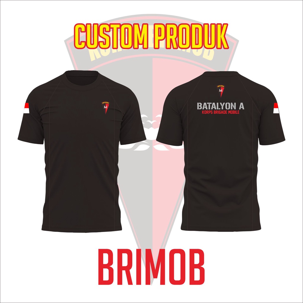 KAOS BRIMOB CUSTOM | KAOS BAJU BRIMOB HITAM CUSTOM | BAJU BRIMOB COKLAT LENGAN PENDEK | BAJU BRIMOB 
