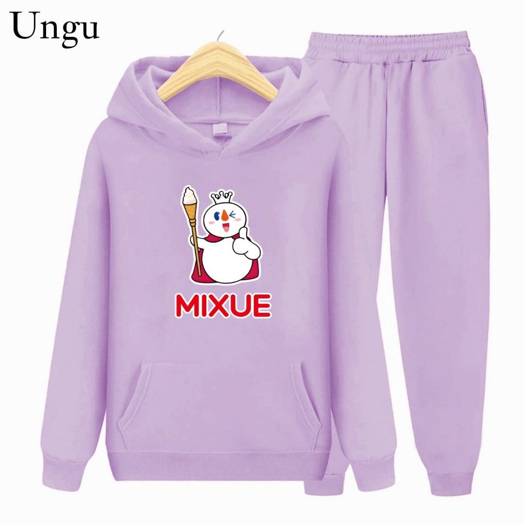 Hzl_outfit Setelan Hoodie Sweater Anak Cowok Dan Cewek Mixue Top/ Setelan Hoodie Anak S,M,XL