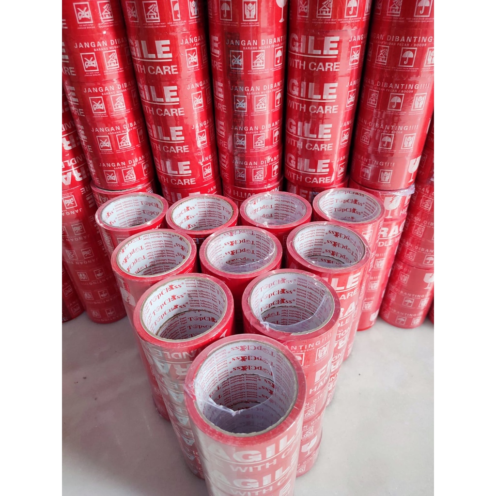 

Lakban FRAGILE MERAH 50 yard x 2” / 48MM Super Promo Murah Terlaris