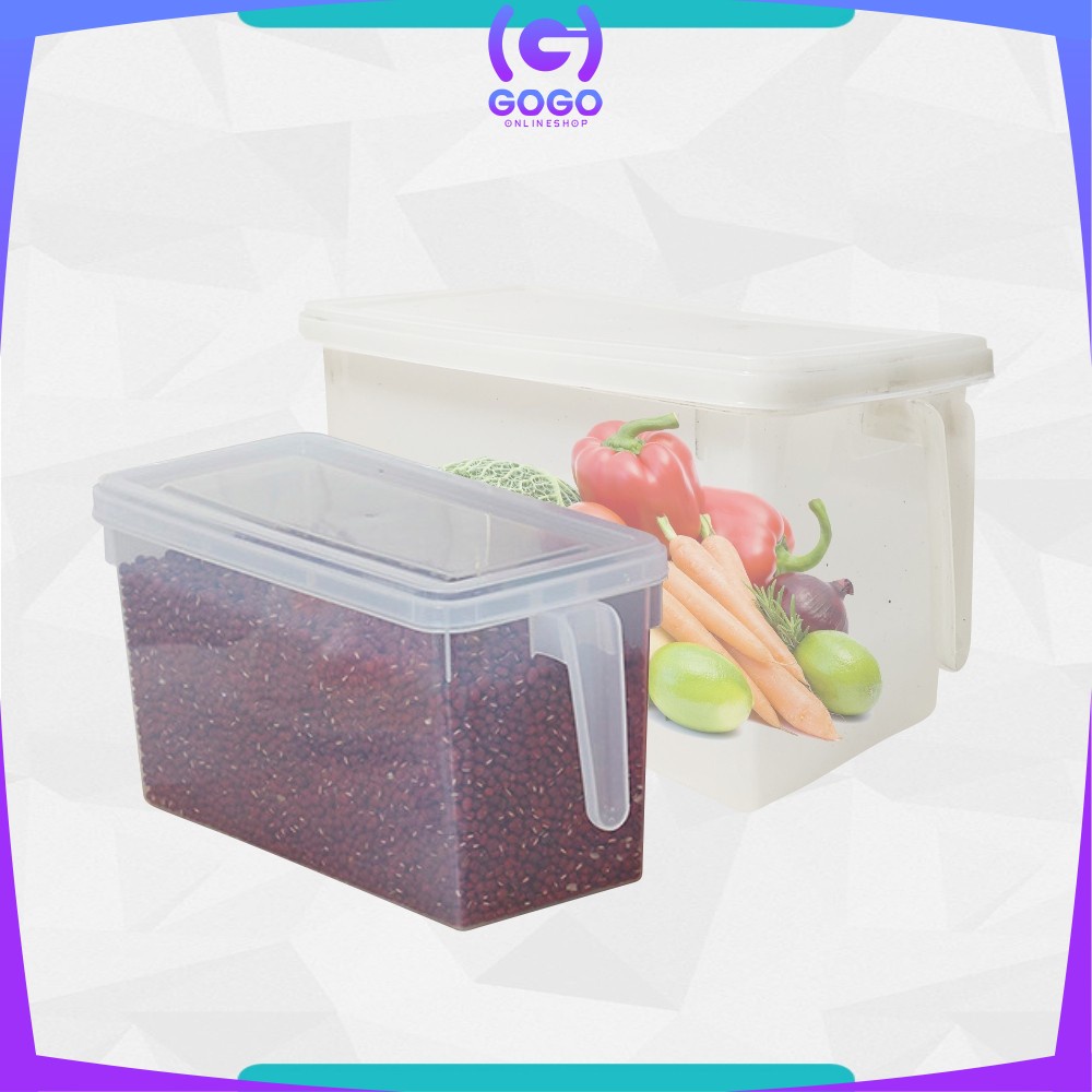 GOGO-C806 Kontainer Makanan Kulkas Food Storage Box Ada Pegangan Tangan / Kotak Penyimpanan Makanan Sayur Daging Ikan / Toples Kulkas Bening