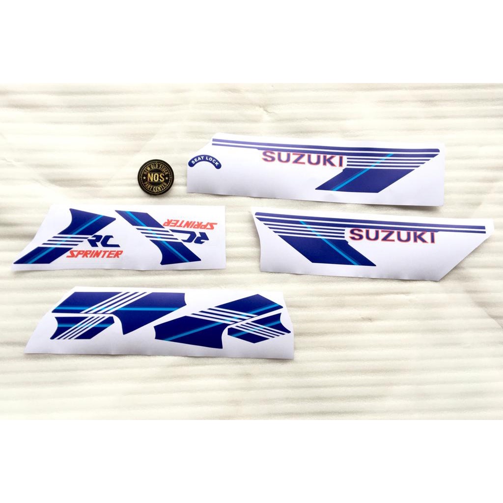 STRIPING STICKER STIKER LIST LIS LES BODY BODI RC100 RC 100 SPRINTER BIRU BAHAN PREMIUM