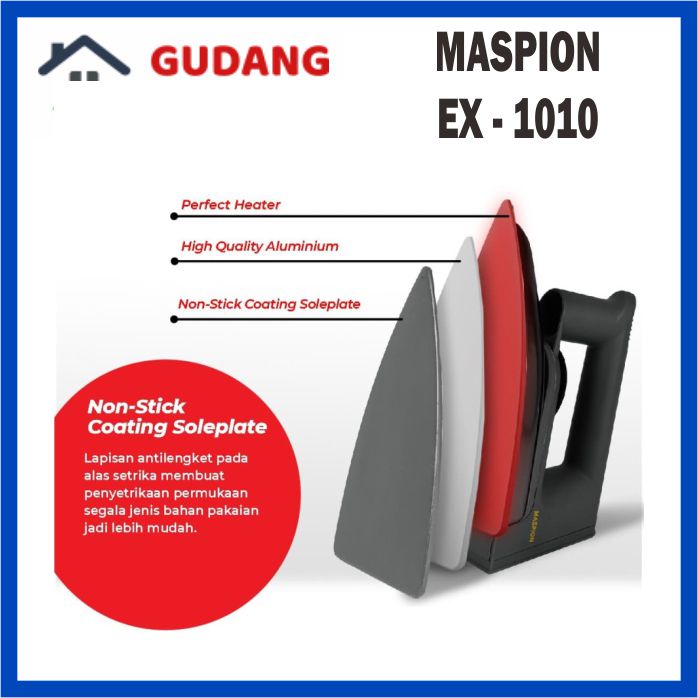 SETRIKA MASPION EX 1010 BB DRY IRON OTOMATIS GOSOKAN LISTRIK BAJU KERING AUTOMATIC IRON SETERIKA EX1010 EX1010BB