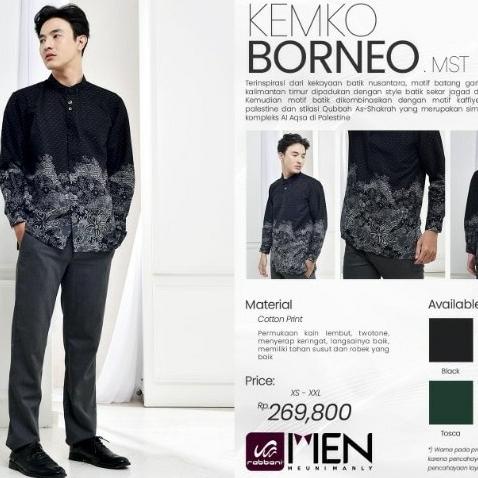 TERBARU Rabbani Kemko Borneo Koko Baju Muslim Pria Lengan Panjang XS-XXL /BAJU KOKO PRIA/BAJU KOKO D