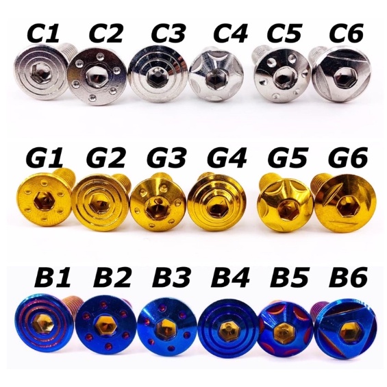 baut kunci 12 piringan cakram Baut Probolt Disc M8x25mm full drat gold Blue crum harga per biji/1pcs