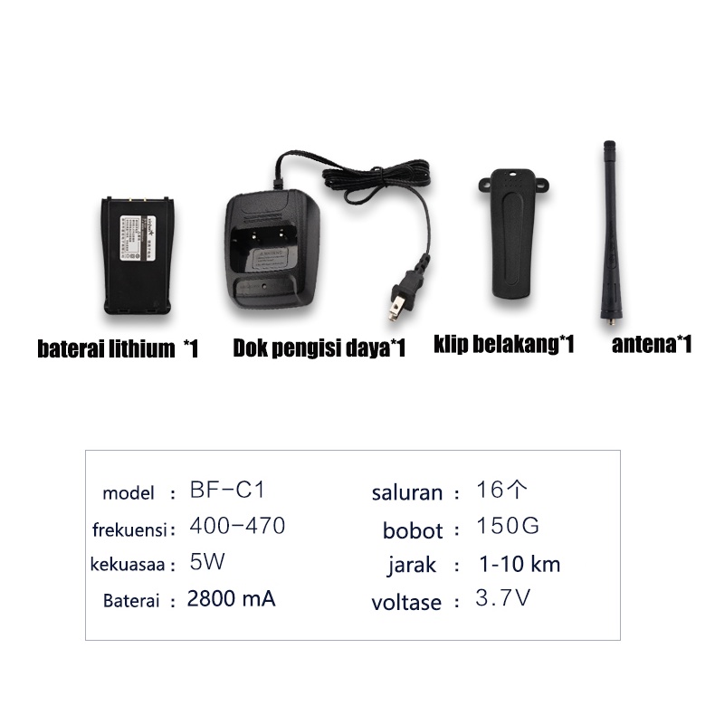 YUN Mall Walkie Talkie HT Handy Talky Talkie ORI BF 888S 2 Way Radio Walkie Talkies Set Recharge With Earpieces Jarak