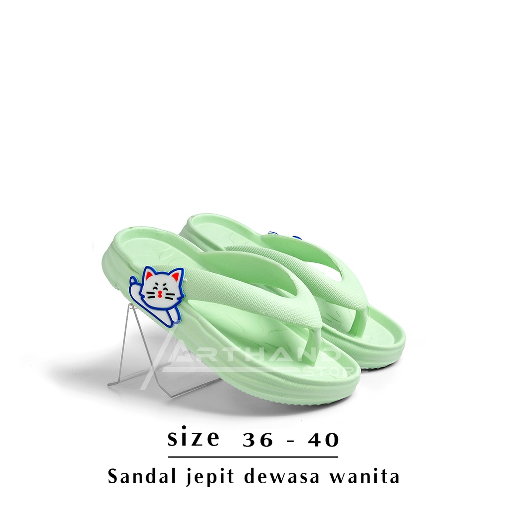 Sandal Wanita Model jepit sandal wanita terbaru karakter cat lucu