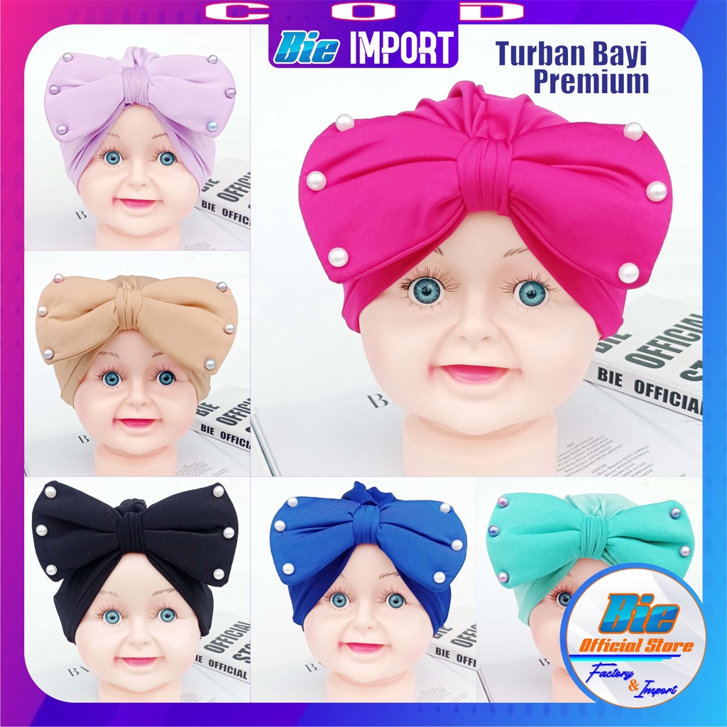 Turban Bayi Pita Mutiara / Kupluk Bayi / Jilbab Bayi Premium Impor Best Seller