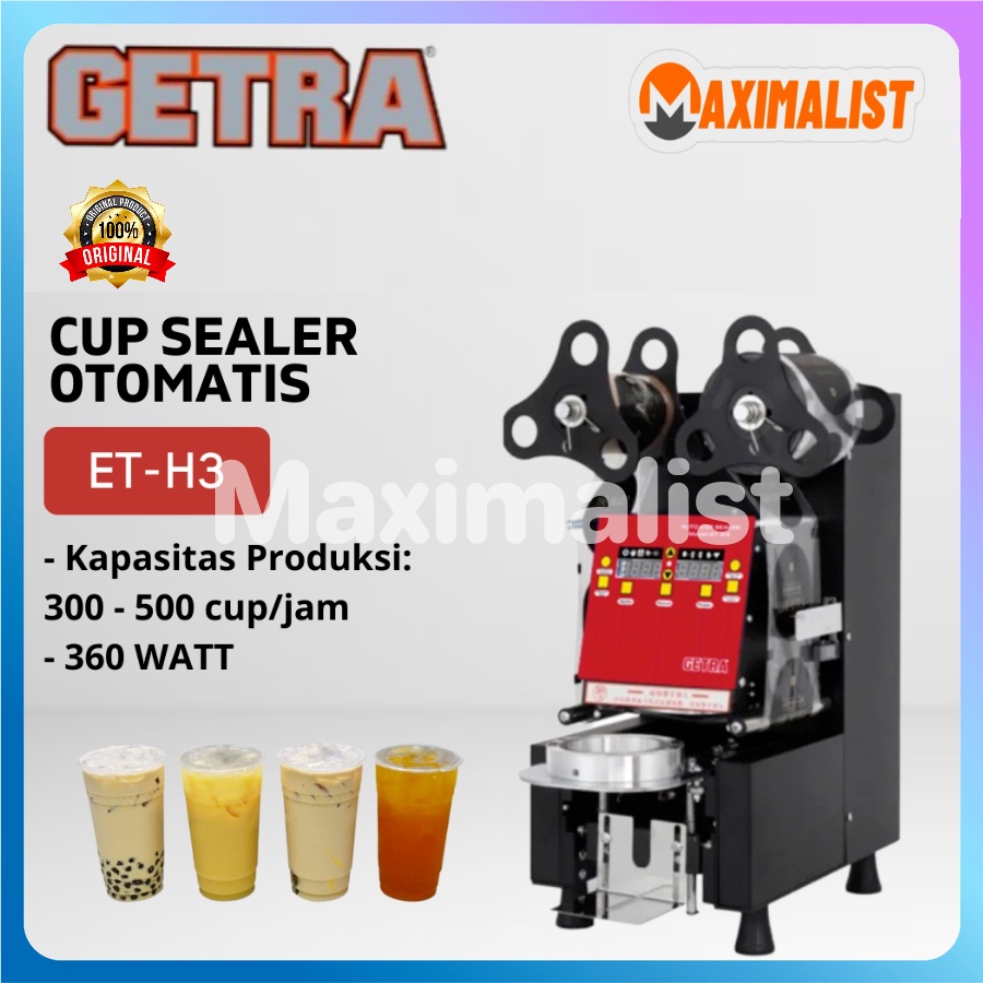GETRA ET-H3 Full Automatic Cup Sealer / mesin Penyegel Cup Plastik / Cup Sealer Otomatis GETRA ET-H3 Cup Sealer Mesin Press Gelas Plastik Otomatis / Cup sealer Mesin Press Gelas / Alat Press Gelas Cup Sealer / Mesin Cup Sealer Gelas