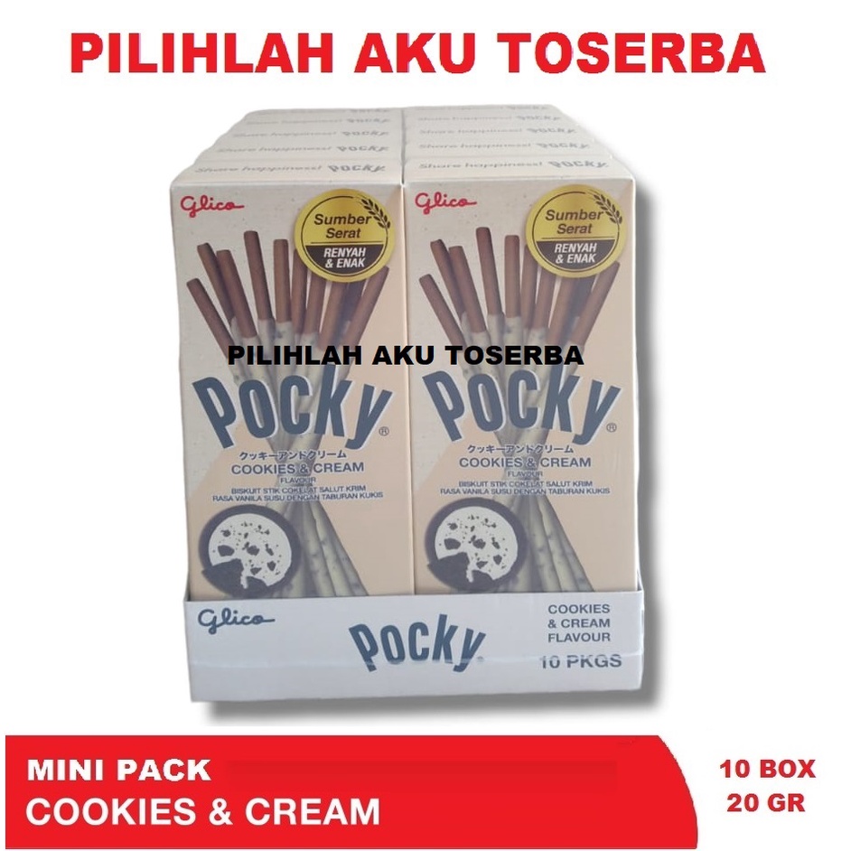 Glico Pocky MINI PACK COOKIES &amp; CREAM - ( HARGA PER 10 BOX )
