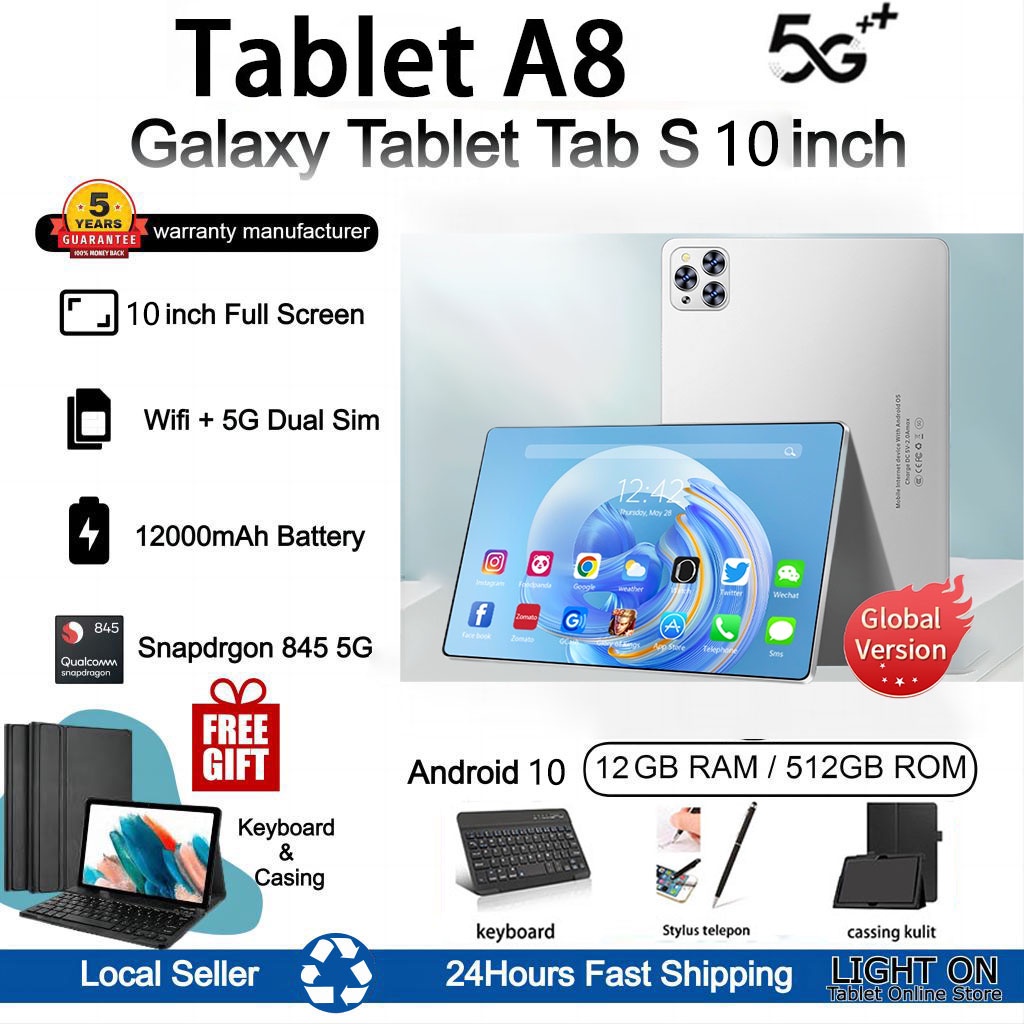 Tablet PC Asli Baru Galaxy Tab S11 12GB+512GB Tablet Android 10.1inch Layar Full Screen Layar Besar Wifi 5G Dual SIM Tablet Untuk Anak Belajar hp tablet tab advan Tablet Gaming kantor Tablet Murah