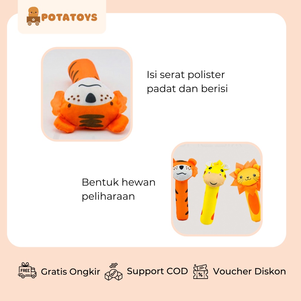 [ Potatoys ] Mainan Boneka Bunyi Genggam / Rattle Stick Toys / Handle Toys