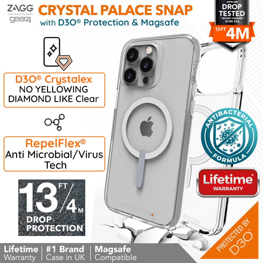 [D3O Protection] Original ZAGG Gear4 Case iPhone 13 Pro Max / 13 Pro / 13 Gear4 - Crystal Palace Sna