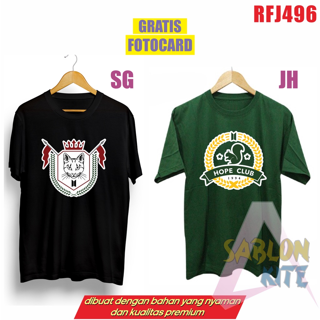 Gratis Fotocard ! Kaos Kpop Run BT logo BESAR animal RFJ496 RM JK JH JM SG JIN VI