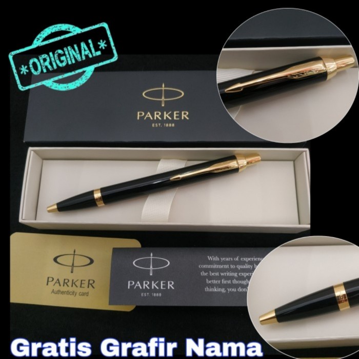 

Pulpen Mewah Parker Original New IM Black Gold/SLV -Gratis Grafir Nama